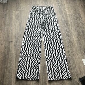 H&M divided wide leg Jean Black and White Pattern Pants high waist